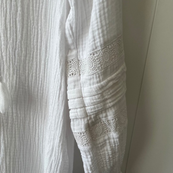 Johnny Was Calme Ghenar Gauze Ruffle Tier Mini Dress small white embroidered - Picture 8 of 15